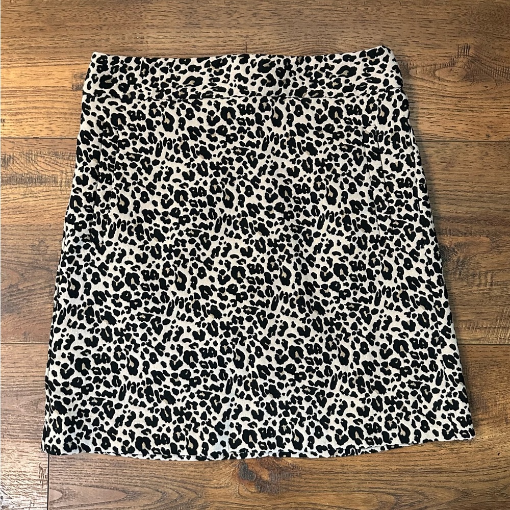 LOFT Leopard Jacquard Pocket Skirt Size 00P